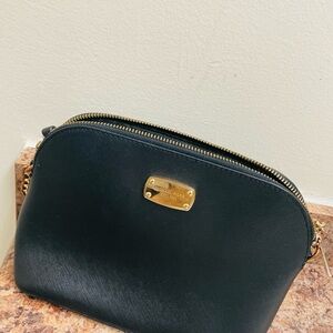 Michael Kors Black Saffiano Leather Dome Crossbody Bag